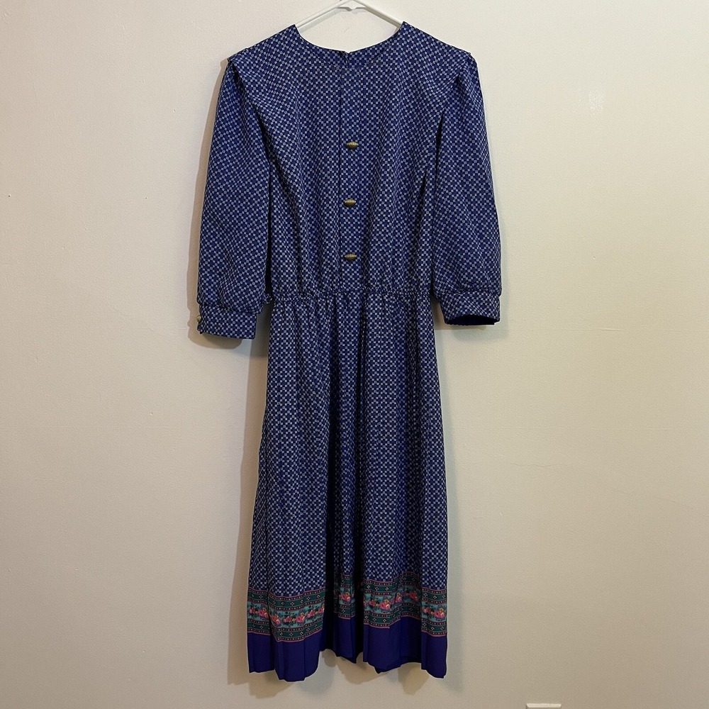 Vintage Prairie Dress‎ Blue Floral Size 10 Breli Originals Made in USA Union Tag